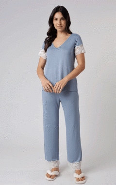 146650 PIJAMA M/C TRICOT RENDA - Sex Shop em Curitiba