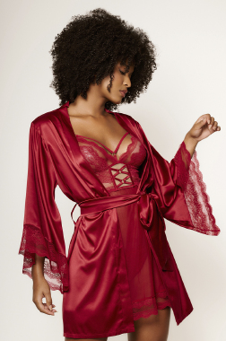 3736 ROBE EM CETIM ROUGE M - Sex Shop em Curitiba