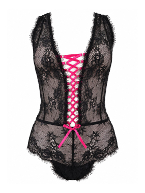 5533BO BODY DE RENDA SPARKLE pr/pk P - Sex Shop em Curitiba