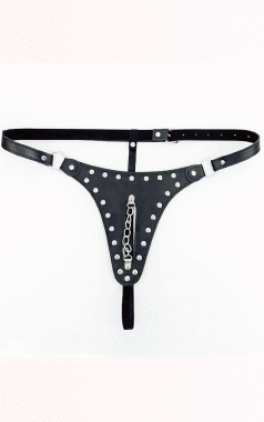 9649 Calcinhaem PU c/ Rebites e Corrente - Sex Shop em Curitiba