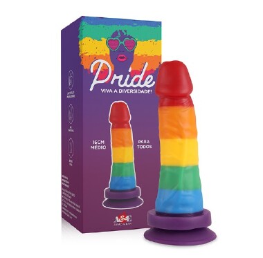 PRI01 PROTESE PRIDE C/VENTOSA 16X4 CM - Sex Shop em Curitiba