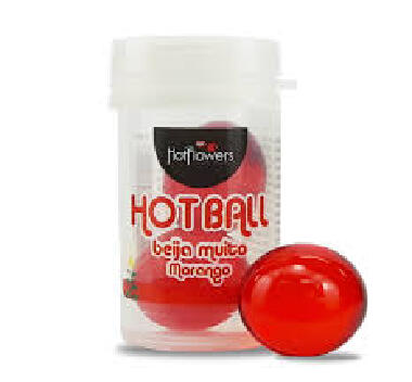 HC583 BOLINHA BEIJAVEL HOT BALL MORANGO C/2 - Sex Shop em Curitiba