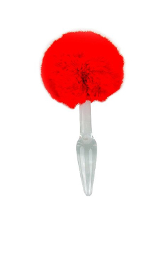 8799 Plug Anal de Vidro c/Pompom 18,x1,4 cm - Sex Shop em Curitiba