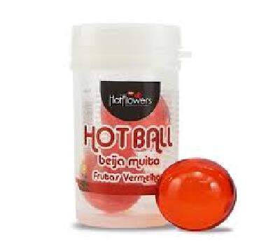 HC586 BOLINHA BEIJÁVEL HOT BALL FRUT. VERM.C/2 - Sex Shop em Curitiba