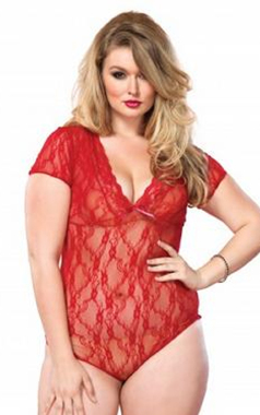 81327Q BODY RENDA FLORAL SEM MANGA VERM (G) - Sex Shop em Curitiba