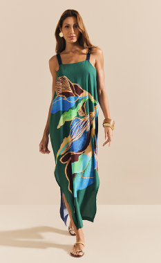 1745 Vestido  Viscose Duo Floral - Sex Shop em Curitiba
