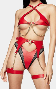 9333 Conjunto Harness em PU verm U - Sex Shop em Curitiba