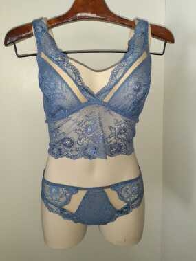 012CA CONJUNTO BRALETTE + CALCINHA AZUL - Sex Shop em Curitiba