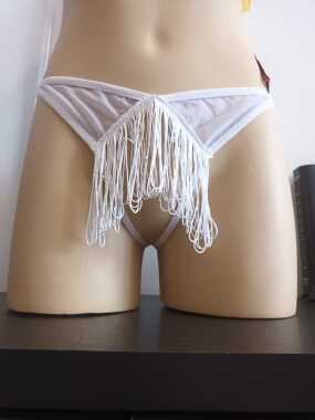 K266 CALCINHA FIO FRANJA BRANCA (M) - Sex Shop em Curitiba